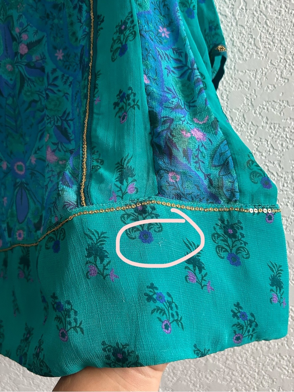 Soft Surroundings Boho Blue Green V-neck Embellished Bronte Tunic Blouse Top - Picture 11 of 11